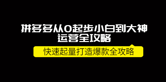 【副业项目4227期】拼多多从0起步小白到大神运营全攻略，快速起量打造10W+爆款全攻略-元满创业网