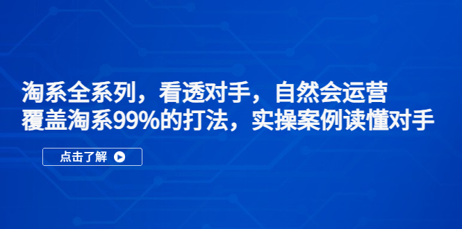 【副业项目5366期】淘系全系列，看透对手，自然会运营，覆盖淘系99%·打法，实操案例读懂对手-元满创业网