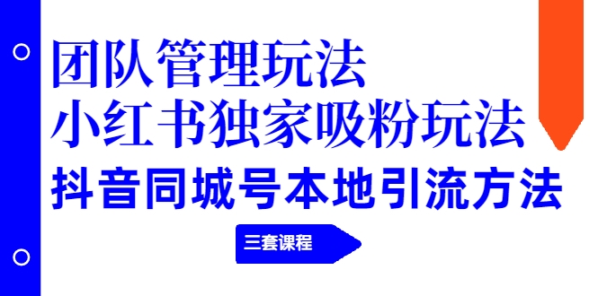 【副业项目2274期】团队管理玩法+小红书独家吸粉玩法+抖音同城号本地引流方法（三套课程）-元满创业网