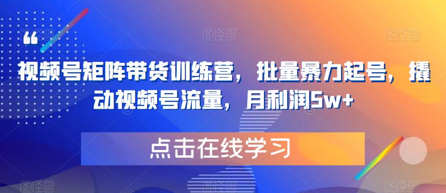 【副业项目6254期】视频号矩阵带货训练营，批量暴力起号，撬动视频号流量，月利润5w+-元满创业网