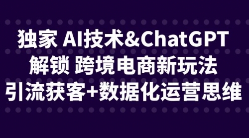 【副业项目6780期】独家 AI技术&ChatGPT解锁 跨境电商新玩法，引流获客+数据化运营思维-元满创业网
