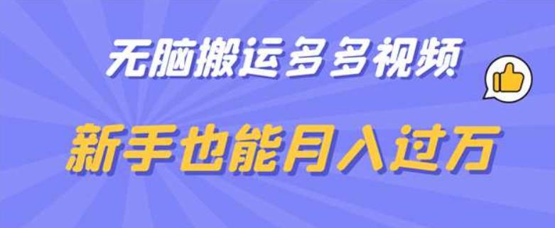 【副业项目6853期】无脑搬运多多视频，新手也能月入过万【揭秘】-元满创业网