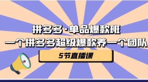【副业项目第7171期】拼多多·单品爆款班，一个拼多多超级爆款养一个团队-元满创业网