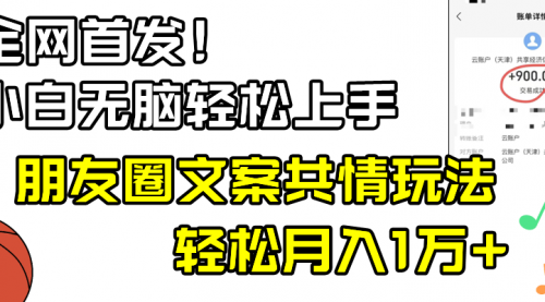 【副业8908期】小白轻松无脑上手，朋友圈共情文案玩法，月入1W+-元满创业网